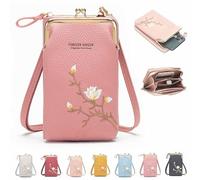 Forever Savour Women Sling Cross-Body Wallet with Mobile Cell Phone Holder, Indefinitet Women Sling Phone Bag (Dark Pink)