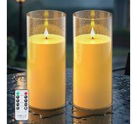 Forever Speed 2PCS Gold Waterproof Outdoor Candles,Flameless Candles with Remote Timer,22.5cmx 10cm Battery Operated Acrylic Candles for Festival Wedding Home Party Halloween Decorations