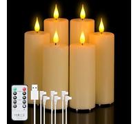 Forever Speed 6pcs Rechargeable Led Candles(12cm/14cm/16cm),Flameless Candles with Remote Control and Timer,Pillar Candles Electric Candles for Halloween Christmas Decoration,Camping,Weddings