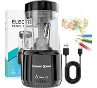Forever Speed Electric Pencil Sharpener USB Rechargeable with Container Automatic for 6-8mm Coloured Pencils, Auto Stop for Artists, Kids, Office, Classroom, School Use, Portable, Heavy Duty