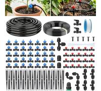 Forever Speed Irrigation System Kit,101 Pcs Drip Irrigation System with 1/4 inch Tubing and Adjustable Nozzle Sprinkler,Garden Watering System for Garden,Greenhouse,Lawn,Patio