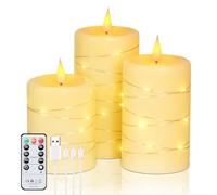 Forever Speed Led Candles Rechargeable,Fairy Lights Candle,Real Wax Led Candles with Remote Control and Timer,Pack of 3 Flickering Flameless Candles USB Candles for Christmas Decoration
