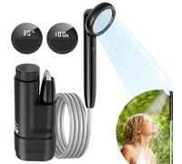 Forever Speed Portable Camping Shower 4000 mAh, Camping Shower with Pump Temperature Display and Electricity Display, Camping Shower Outdoor Set with 2 m Hose for Garden, Car Washing, Beach, Travel