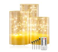 Forever Speed Set of 3 Rechargeable LED Candles 1000 mAh Fairy Light with Remote Control LED Candle Decorative Flameless Candles for Party Home Decoration Weddings - White