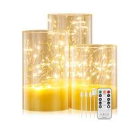 Forever Speed Set of 3 Rechargeable LED Candles 1000mAh Fairy Light with Remote Control LED Candle Decorative Flameless Candles for Party Home Decoration for Weddings - White