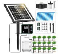 Forever Speed Solar Drip Irrigation Kit,Solar Powered Irrigation System with Digital Display,15M 3W Solar Automatic Watering System for Pot Plants Greenhouse,Garden,Terrace Lawn
