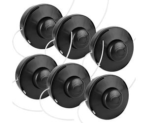 Forever Speed Strimmer Heads Universal 6 Pack Dual 2 Line Strimmer Replacement Head M10 x 1.25 LHF Bump Feed Spool Head With Automatic Tip