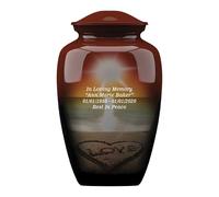 FOREVER URNS Adult Cremation Funeral CUSTOMIZED Urn with The Sunset Pictured Theme for Human Ashes of Female & Male | 200 cu in | Large | Multicolor | Completely Handcrafted with Velvet Protection Bag