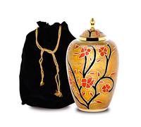 Forever URNS Adult Cremation Funeral Urn for Human Ashes of Female & Male | 200 cu in | Large | Completely Handcrafted with Velvet Protection Bag (Desert Yellow, Large)