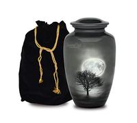 Forever URNS Adult Cremation Funeral Urn with Moon Night Tree Printed Theme for Human Ashes of Female & Male | 200 cu in | Large | Multicolor | Completely Handcrafted with Velvet Protection Bag