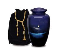 Forever URNS Adult Cremation Funeral Urn with Printed Moon Night Theme for Human Ashes of Female & Male | 200 cu in | Large | Multicolor | Completely Handcrafted with Velvet Protection Bag