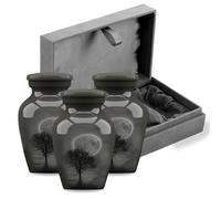 Forever URNS Adult Cremation Funeral Urn with Printed Moon Night Tree Theme for Human Ashes | 3 cu in | Set of 3 | Small | Multicolor | Completely Handcrafted with Velvet Protection Bag