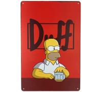 Forever_USA Duff Beer Decorative Sign, 8 x 12 Inch, Metal, Homer Simpson, Cartoon Style, Indoor Wall Mount