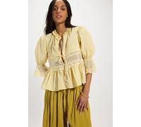 Forever Young Bed Jacket Top by Intimately at Free People in Vanilla Custard, Size: Medium - female