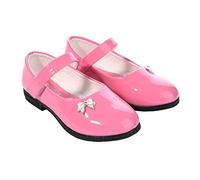 Forever Young Girls Infants Party Shoes Mary Jane Patent Flat Ballerina Pumps with Velcro Strap Bright Pink (4 Infant UK)