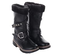 Forever Young Girls Kids Winter Boot Comfortable Faux Fur Lined Calf Boot With Grip Sole School Shoe Grey Black (UK Size 12.5, Black)