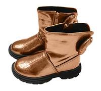 Forever Young Girls Shiny Ankle Boots Flat Casual Kids Fashion Shoes Size 9-3 (Gold, Numeric_1)