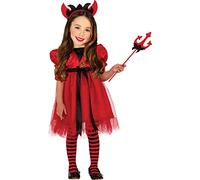 Forever Young Girls Toddler Red Devil Mischievous Scary 4-Piece Halloween Fancy Dress Costume (3-4 years)
