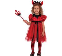Forever Young Girls Toddler Red Mischievous Devil 4-Piece Halloween Fancy Dress Costume (3-4 years)
