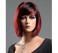 Forever Young Ladies Short Black Red Blend Wig in Classy Bob Style