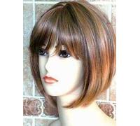 Forever Young Ladies Wig Classy Short Bob with Centre Parting and Full Fringe Honey Blonde Dark Brown Blend Wig