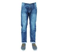 Forever Young Mens Classic Straight Leg Jeans Designer Distressed Ripped Slim Regular Fit Stretch Straight Leg Jeans (W 34 L 34) Blue