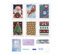 forever young Minigem Christmas Diamond Art Kits for Adults, 6 Pcs Christmas Canvas Resin Square Drill Diamond Painting for Beginners, 2-Hour Small Diamond Painting Kits for Adults (5x7 Inch)