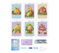 forever young Minigem Diamond Art Kits for Beginners, 6 Pcs Fruit Cottage Resin Square Diamond Painting Kits for Adults, 2-Hour Canvas Small Diamond Art Kits for Adults (5x7 Inch)