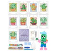 forever young Minigem Diamond Painting Kits Mini Diamond Art Kits, 9Pcs Small Diamond Art Kits for Adults 2-Hour Painting, Postcard-Style Resin Square Drill Diamond Painting Kits 5x7 Inch (Cactus)