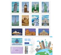 forever young Minigem Small Diamond Art Kits for Beginners, 12Pcs World-Famous Landmark Square Diamond Painting Kits for Adults, 3-Hour Postcard-Style Mini Diamond Art Kits (5x7 Inch)