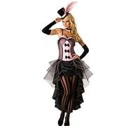 Forever Young Pink Burlesque Moulin Rouge Fancy Dress Can Can Girl Costume Outfit + Hat & Glove (UK Size 16)