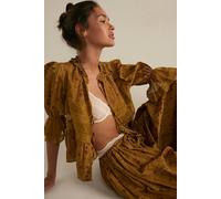 Forever Young Printed Bed Jacket by Intimately at Free People in Evergreen Combo, Size: Medium - female