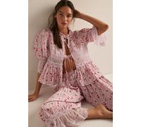 Forever Young Printed Bed Jacket by Intimately at Free People in Lavender Combo, Size: XL - female