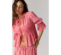 Forever Young Printed Bed Jacket by Intimately at Free People in Pink Lemonade Combo, Size: Medium - female