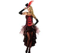 Forever Young Red Burlesque Moulin Rouge Fancy Dress Can Can Girl Costume Outfit + Hat & Glove (UK Size 18)