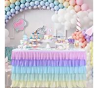 Forever Young Table Cloth Unicorn Pastel Back Drop Party Decoration Table Skirt - L428cm X H78cm
