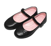 Forever Young UK Kids School Shoes Girls Black Flat Easy Fasten Pumps (Numeric_13)