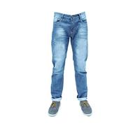 Forever Young UK Mens Classic Straight Leg Jeans Designer White Wash Effect Slim Regular Fit Stretch Straight Leg Jeans (W 30 L32)