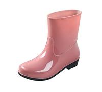 Forever Young Womens Rain Boots Womens Ankle Rainboot Slip Garden Boot Rubber Shoes (Pink, 6)