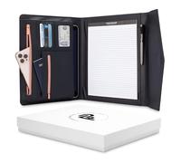FOREVERMORE PORTFOLIOS Padfolio Binder Organizer for Women | Faux Leather Portfolio Folder for Resume, Documents, Notebook, Tablet and Business Cards | Notepad Included - Black