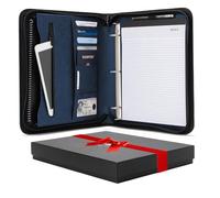 Forevermore Portfolios Padfolio Binder - Professional Faux Leather Travel Organizer Pouch for Tablet, Documents, Presentation Folders, Business Cards - Zipper Closure with Notepad - Brown