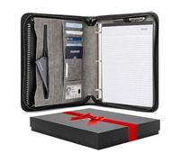 Forevermore Portfolios Padfolio Binder - Professional Faux Leather Travel Organizer Pouch for Tablet, Documents, Zipper Closure, Removable 3-Ring Notepad - Gray