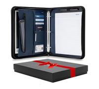 Forevermore Portfolios Portfolio Organizer - 3 Ring Binder with Notepad - 1.5 Inch Rings - Zippered Storage Pockets for Papers, Travel Documents, Presentation Folder, Cards, Passport, Tickets - Blue