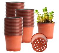 Foreverup 100 Pcs Plastic Plant Pots, 10CM Nursery Seedlings Pots, Flower Plant Container for Seeds Growing Seedlings Flowers Vegetable Succulent Herbs Cuttings Transplanting