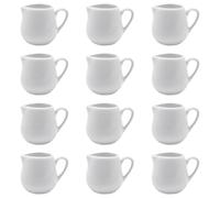 Foreverup 12Pcs White Small Porcelain Milk Jug, 110ml Mini Milk Jug Mini Creamer Jugs with Handles Sauce Jug Small Gravy Jug Creamer Pitcher for Coffee Tea Milk Sauces Restaurant Kitchen