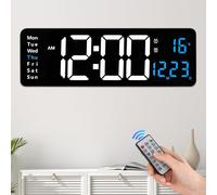 Foreverup 16" Large Digital Wall Clock, LED Large Digital Clock with 10 Brightness Dimmer, Temperature Display, Dual Alarms, Remote Control, 12/24H, Countdown Timer for Living Room Office Kitchen Gym