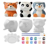 Foreverup 21 PCS Paint Your Own Ceramic Planter, Cute Pottery Painting Kit, Paintable Succulent Plant Pots, for fun desktop home Christmas decorations and Kids Classroom Craft Project Activity