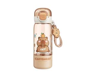 Foreverup 510ml Capybara Water Bottle With Lid, Straw & Keychain, Capybara Drinking Bottle, Cute Water Bottle With Silicone Straw Drinking Cup & Spout Portable Heat Resistant for School Child