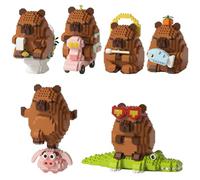 Foreverup 6 Pieces Micro Building Animal Blocks, Micro Capybara Building Toy Kit, Particles Set, Mini Blocks Cartoon Anime, DIY Mini Blocks Toy for Adults