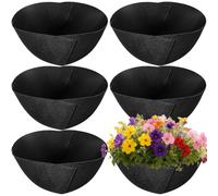 Foreverup 6PCS Fabric Planter Basket Liner, 16inch/40CM Felt Flower Pot Liners, Hanging Plant Basket Fiber Insert, Felt Window Box Liners for Garden Wall Flower Planter Vegetables Pot (Round)